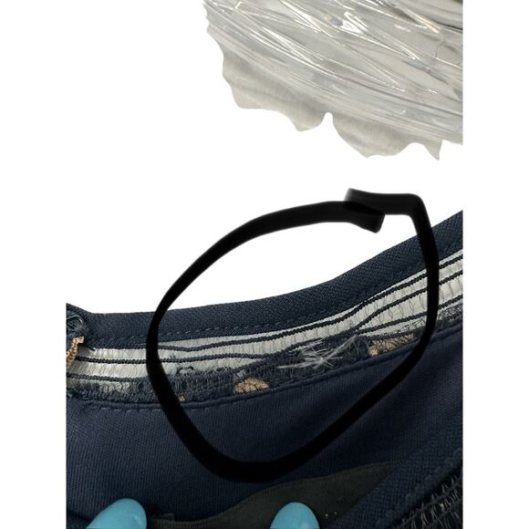 Tadashi Shoji Dress Navy Nude Embroidered Lace Formal Maxi Evening Gown Size 6 - Picture 8 of 15